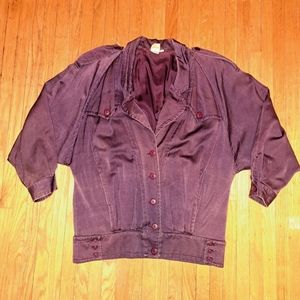 Purple Violet Vintage button front 80s retro Cotton Jacket